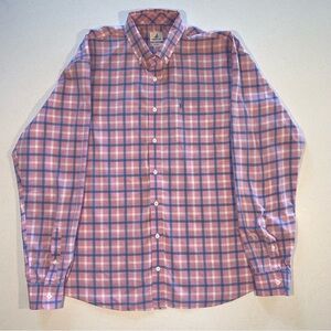 Johnnie-O Hanging Out Pink and Blue Plaid Shirt XXL